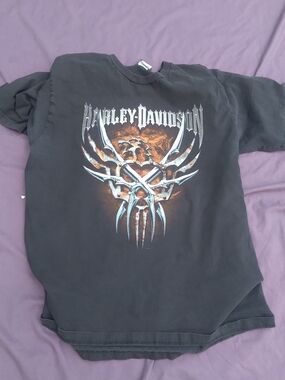 Harley-Davidson Black Tee with Silver and Orange Graphic